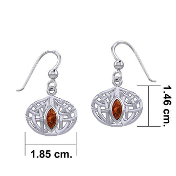 Celtic Knotwork Silver Earrings with Gemstone TER2034 - Jewelry